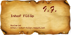 Inhof Fülöp névjegykártya